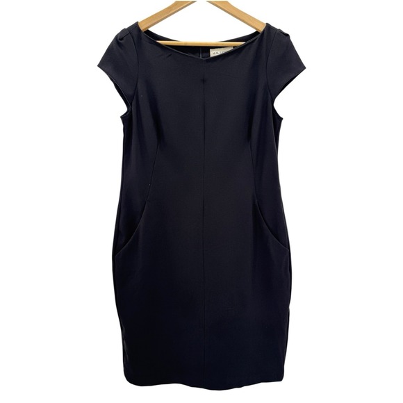 M.M. LaFleur Black Cap Sleeve Work Sheath Dress‎ Size 12 Career Minimalist - Picture 1 of 6